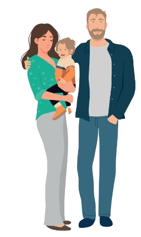 Illustration d'une famille Soulet, parents et enfant
